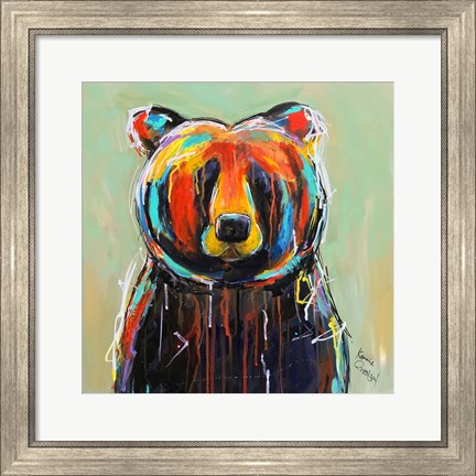 Framed Painted Black Bear Print