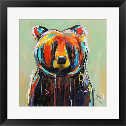 Framed Painted Black Bear Print