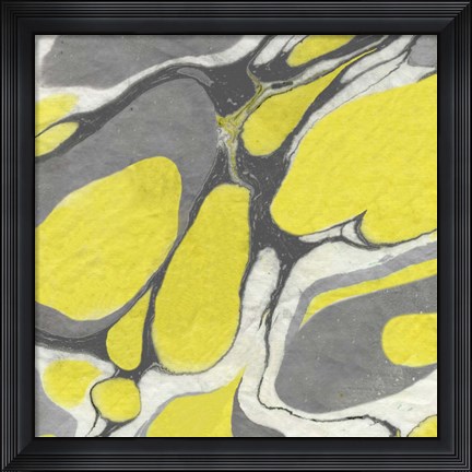 Framed Yellow and Gray Marble II Print