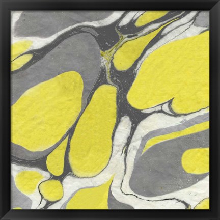 Framed Yellow and Gray Marble II Print