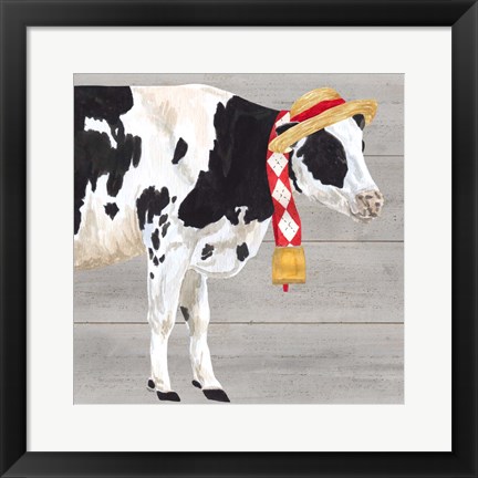 Framed Intellectual Animals I Cow and Bell Print