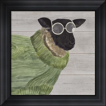 Framed Intellectual Animals IV Sheep and Sweater Print