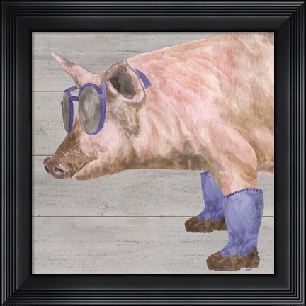 Framed Intellectual Animals V Pig in Boots Print