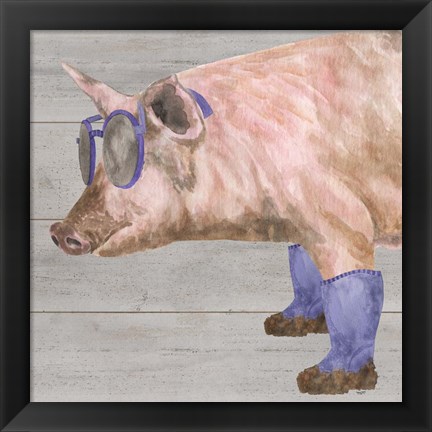 Framed Intellectual Animals V Pig in Boots Print