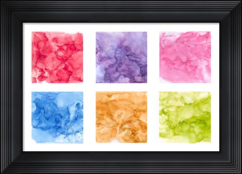 Framed Bright Mineral Abstracts 6up Print