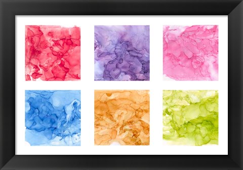 Framed Bright Mineral Abstracts 6up Print