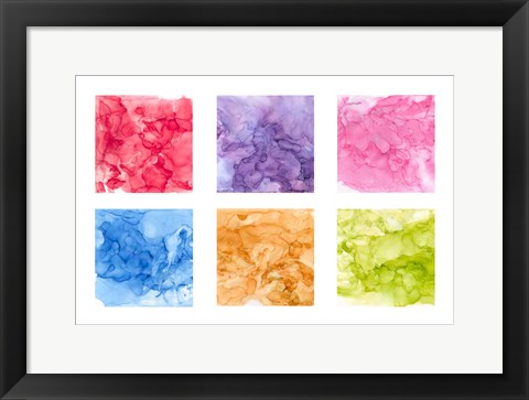 Framed Bright Mineral Abstracts 6up Print