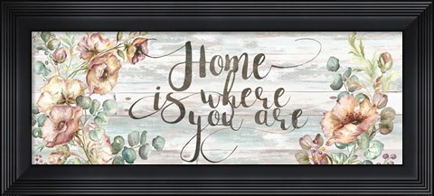 Framed Blush Poppies and Eucalyptus Home Sign Print