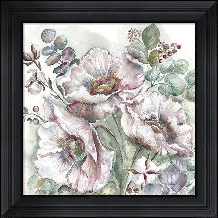 Framed Blush Poppies and Eucalyptus Print