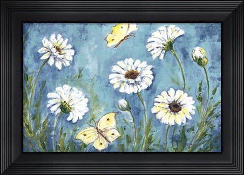 Framed Daisies and Butterfly Meadow Print