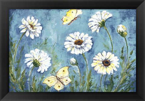 Framed Daisies and Butterfly Meadow Print