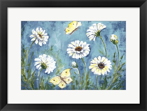 Framed Daisies and Butterfly Meadow Print