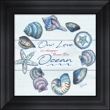 Framed Bohemian Shell Wreath on shiplap Print