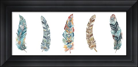 Framed Tribal Feathers Panel Print