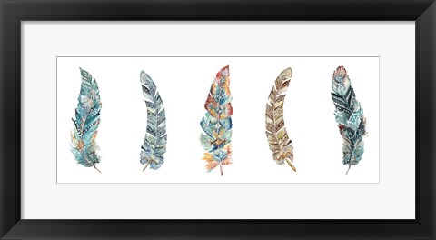 Framed Tribal Feathers Panel Print