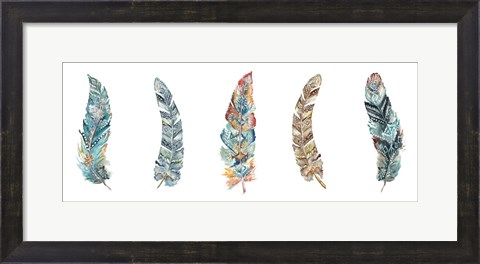 Framed Tribal Feathers Panel Print