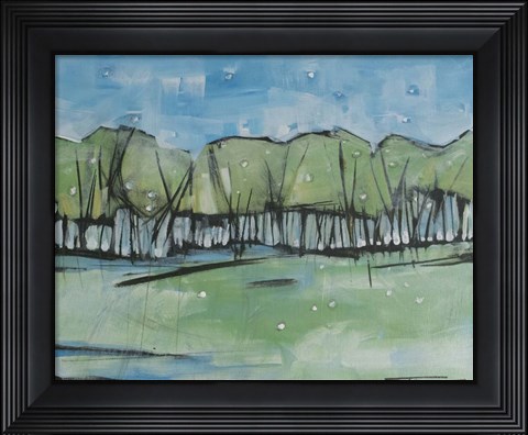 Framed Spring Snow Treeline Print