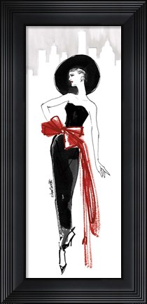 Framed Fifties Fashion IV Red Scarf Print