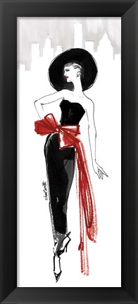 Framed Fifties Fashion IV Red Scarf Print