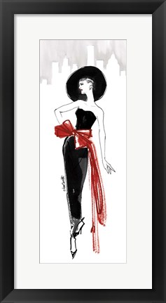 Framed Fifties Fashion IV Red Scarf Print