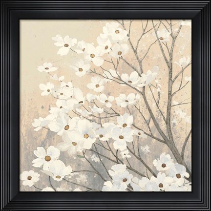 Framed Dogwood Blossoms II Neutral Print