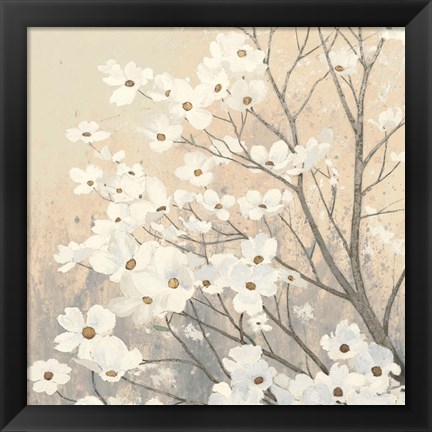 Framed Dogwood Blossoms II Neutral Print