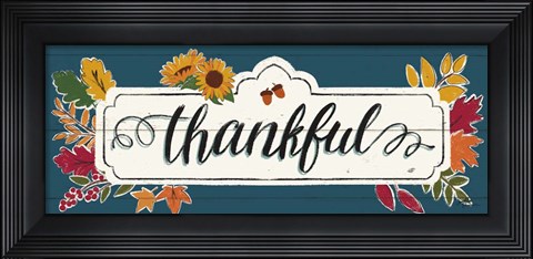 Framed Thankful IV Blue Print