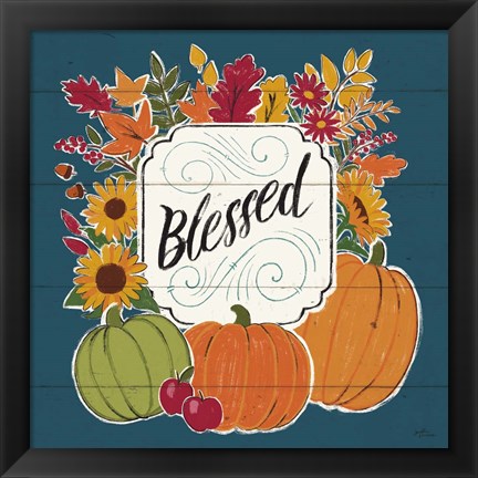 Framed Thankful III Blue Print