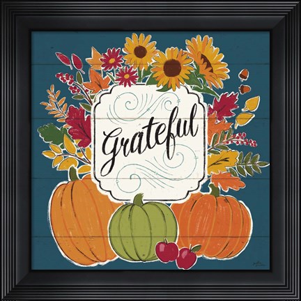 Framed Thankful II Blue Print