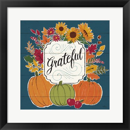 Framed Thankful II Blue Print