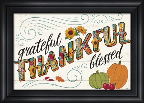Framed Thankful I White Print