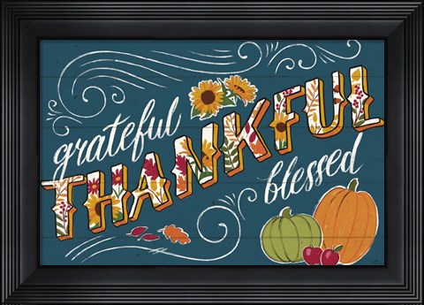 Framed Thankful I Blue Print