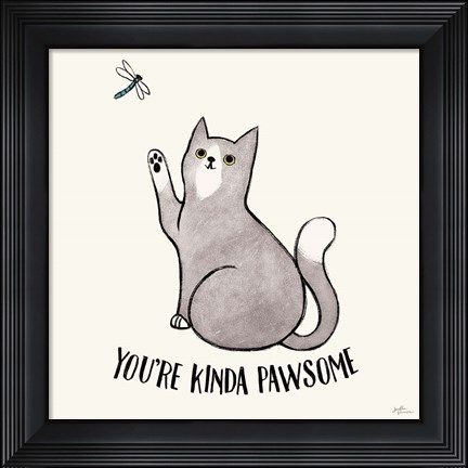 Framed Purrfect Garden IV No Flowers Print
