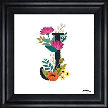 Framed Romantic Luxe Monogram J Black Print