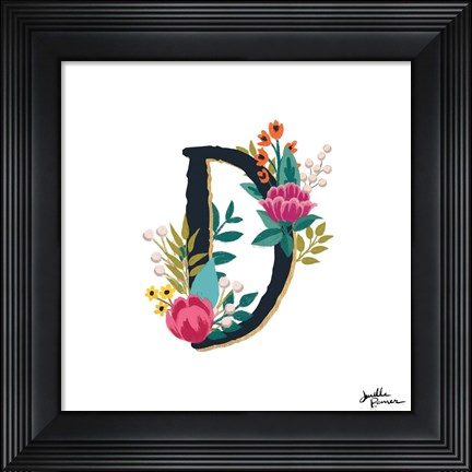 Framed Romantic Luxe Monogram D Black Print