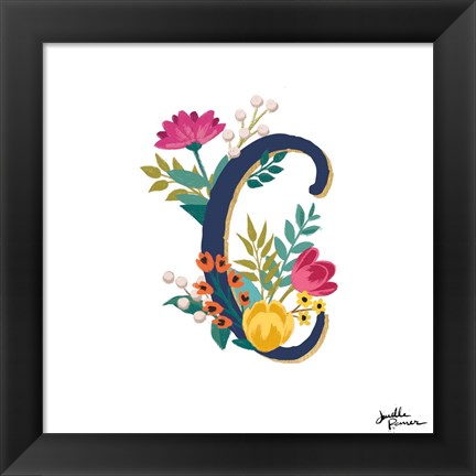 Framed Romantic Luxe Monogram C Navy Print