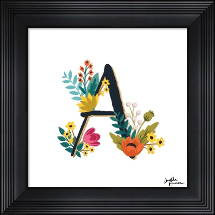 Framed Romantic Luxe Monogram A Black Print