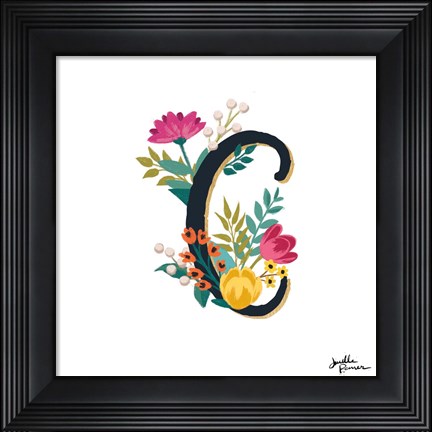 Framed Romantic Luxe Monogram C Black Print
