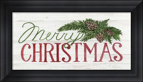 Framed Holiday Saying II on Wood Whitewash Dark Print