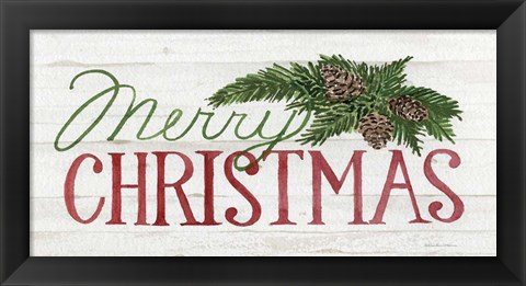Framed Holiday Saying II on Wood Whitewash Dark Print