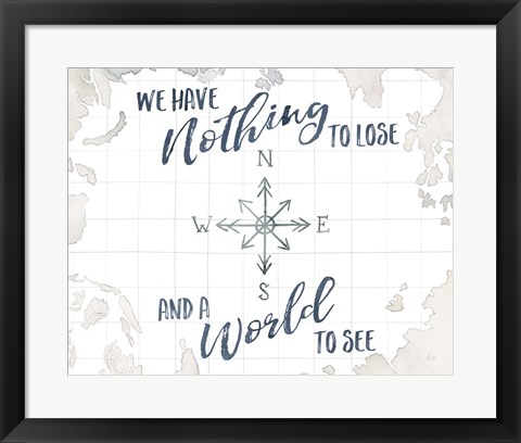 Framed Watercolor Wanderlust Adventure IV A World to See Print
