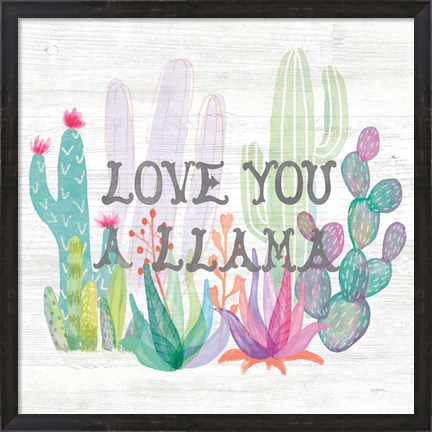 Framed Lovely Llamas Cactus Love Print