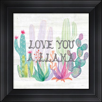 Framed Lovely Llamas Cactus Love Print