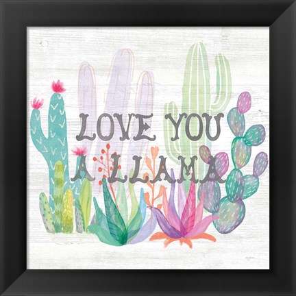 Framed Lovely Llamas Cactus Love Print