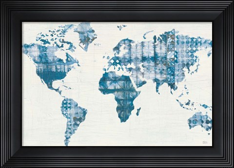 Framed Kanari Map Indigo Print
