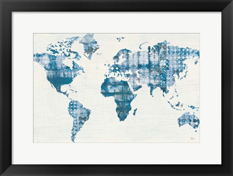 Framed Kanari Map Indigo Print