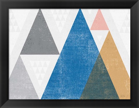 Framed Mod Triangles I Gray Crop Print