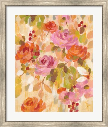 Framed Pink and Orange Brocade II Print