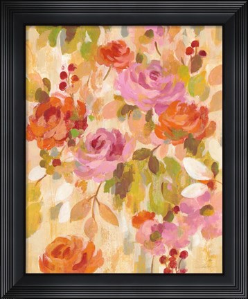 Framed Pink and Orange Brocade II Print
