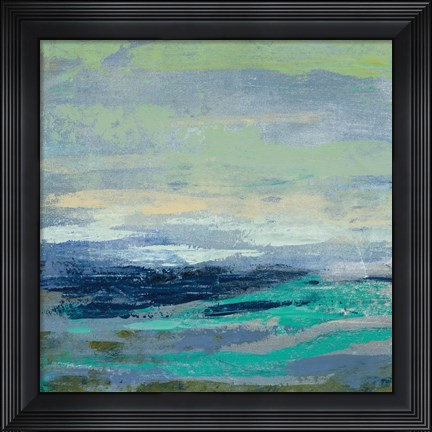 Framed Teal Wave I Print
